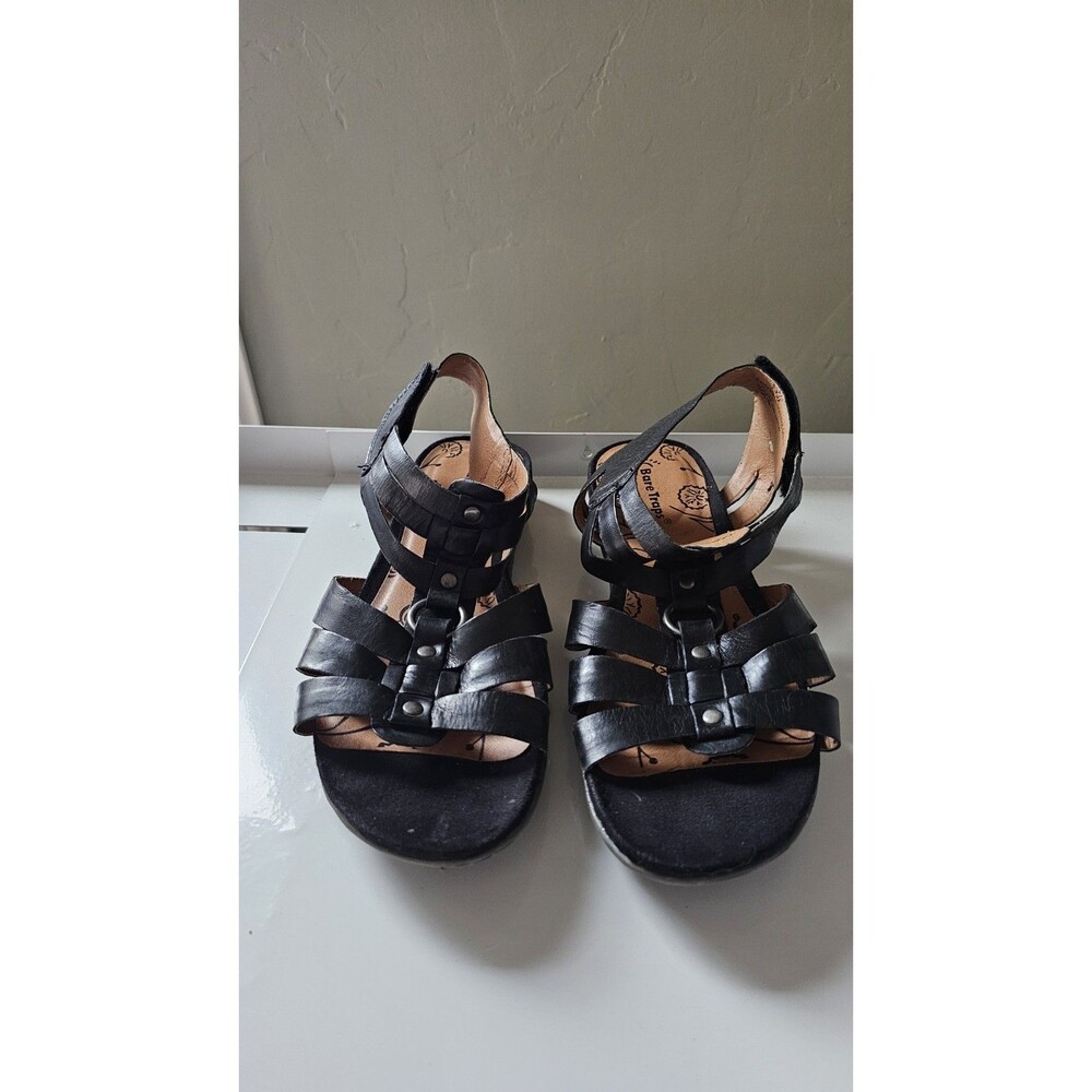 Baretraps Jeeny Womens sz 8.5M Black Leather Strappy Wedge Sandals  #37